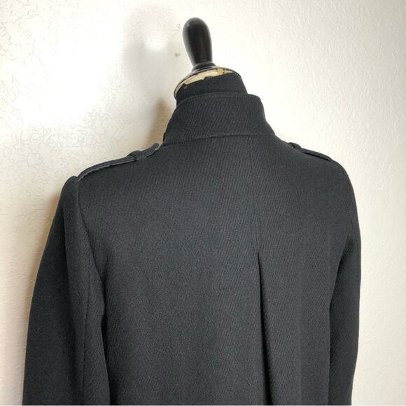 Vince black wool blend moto style full zip coat size 6 - Picture 12 of 16